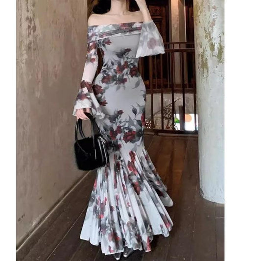 Women Short Sleeve Floral Print Lace Trim Midi Dress Bodycon Sexy Party Dress