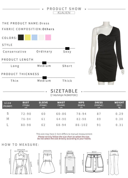 liwuka Fashion Elegant Party Club Night Dresses For Women Autumn New Casual Sexy One Shoulder Solid Slim Mini Bodycon Dresses