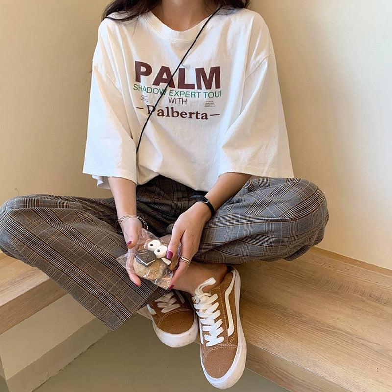 liwuka Women Summer Casual T-shirts New  Fashion Korean Style Streetwear Harajuku T shirt Female Loose Cotton Tops Tees