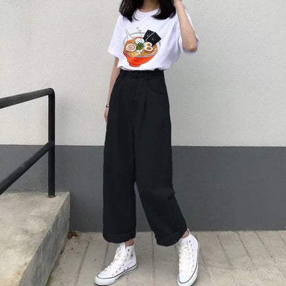 liwuka-shop 2000s fashion American Retro Rendering Workwear Jeans Women's Summer High Street High Waist Loose Slimming Wide Leg Mopping Pants