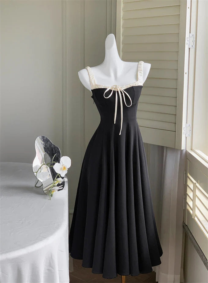 liwuka French Vintage Black Evening Party Dress Women Summer Elegant Romantic Prom Vestidos Korean A-line Graduation Dresses