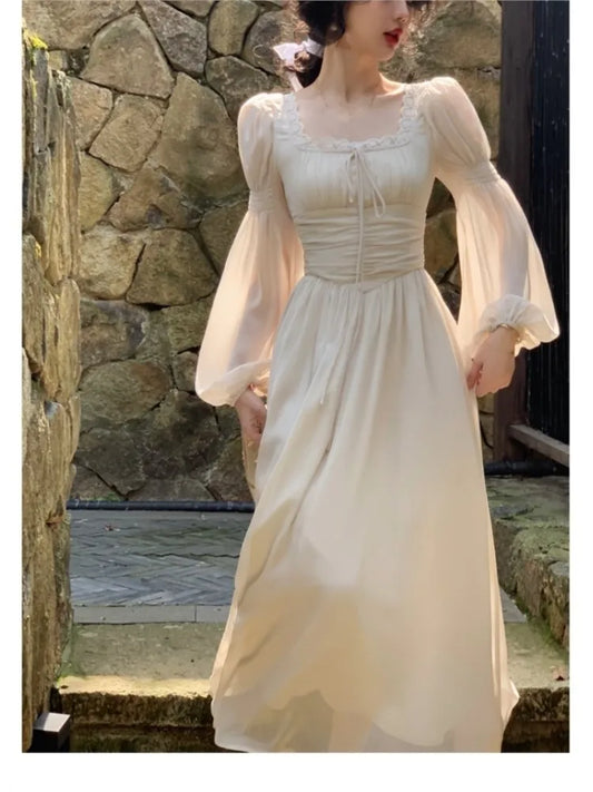 liwuka New Spring Summer Women Elegant Casual Midi Party Dresses Vintage A-Line Solid Chic Prom Wedding Vestidos Female Clothes Robe