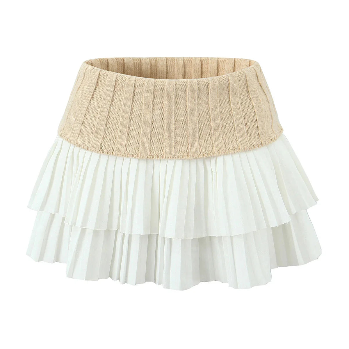 liwuka 2024 Summer mini skirts women kawaii sweater skirts y2k clothes pleated skirts for woman color block high waisted skirts Knitted