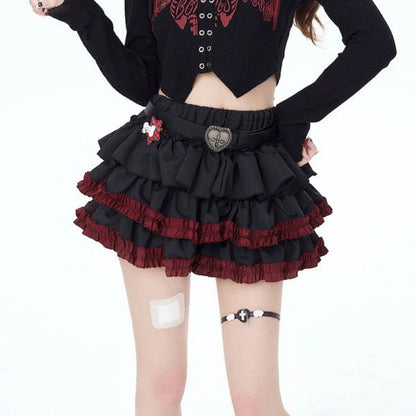 liwuka Y2k Gothic Mini Skirts Women Punk Vintage Sexy Ruffle Skirt Harajuku Layered Patchwork Grunge A-line Short Skirt Street