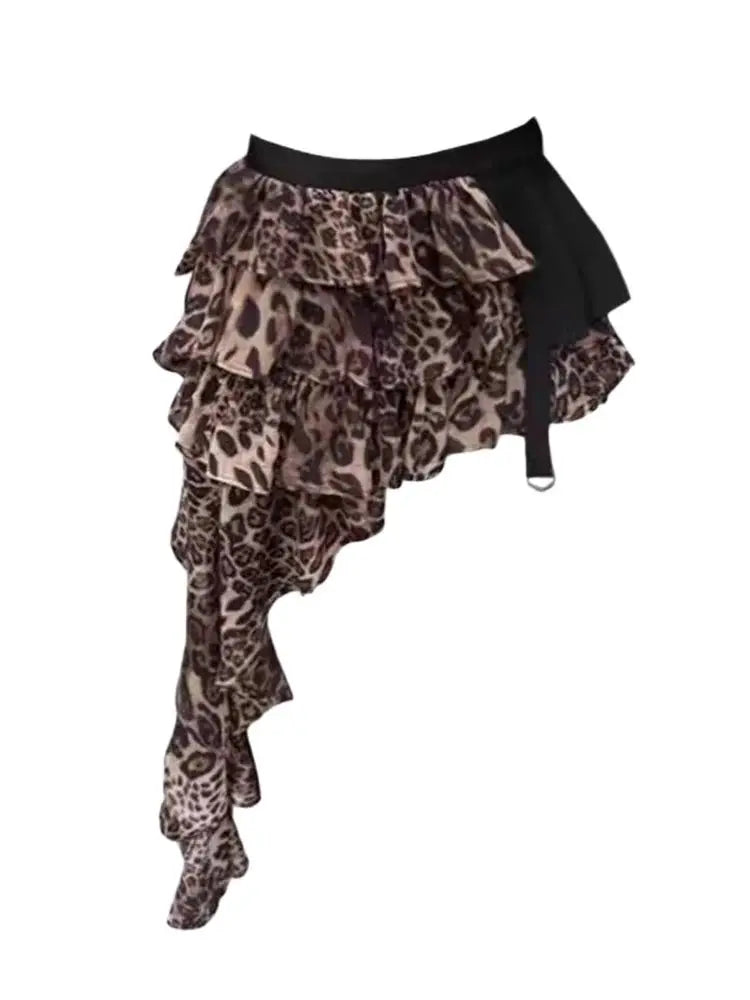 liwuka 2024 Leopard Print Half Skirt For Women's Summer Hip Covering Skirt High Waist Slim Out Sleeveless Sexy Nightclubwea Streetwear