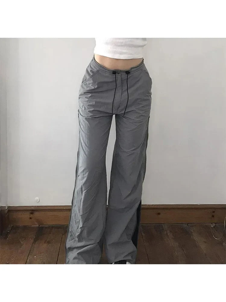 liwuka Woman Cotton Pants Loose Trousers Elastic Waist Sweatpants Straight Leg Cargo Simple Pants Casual Streetwear All-match Ins