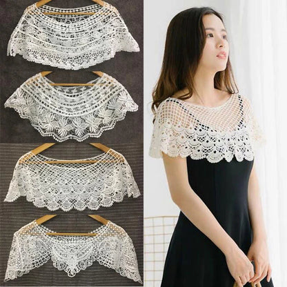 liwuka Women Knit Hollow Out Shawl Wrap Wedding Bridal Evening Dress Lace Shawl Wedding Sunflower Lace Scarf Shrug Cape Poncho