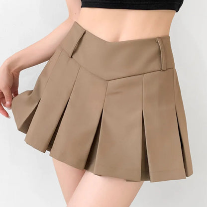 liwuka Academy Style Spicy Girl Sexy V Waist Pleated Skirt Summer Women's Anti Glare Fit Low Waist Pure Desire Japanese A-line Skirt