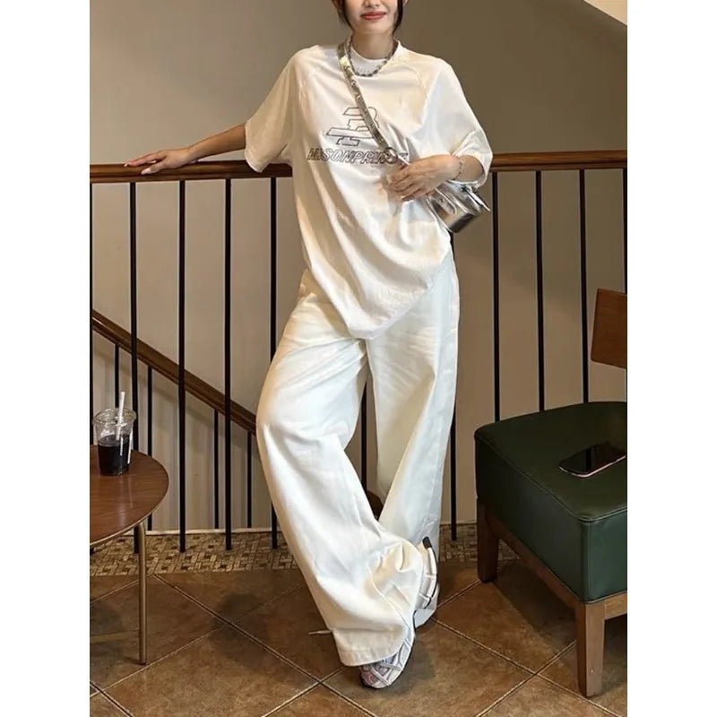 liwuka White Oversized Women's Jeans Baggy Y2k Vintage Baddie Streetwear Denim Pants Boyfriend Autumn 2000s Aesthetic Kpop New