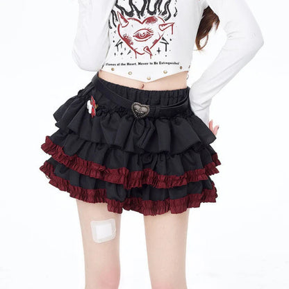 liwuka Y2k Gothic Mini Skirts Women Punk Vintage Sexy Ruffle Skirt Harajuku Layered Patchwork Grunge A-line Short Skirt Street