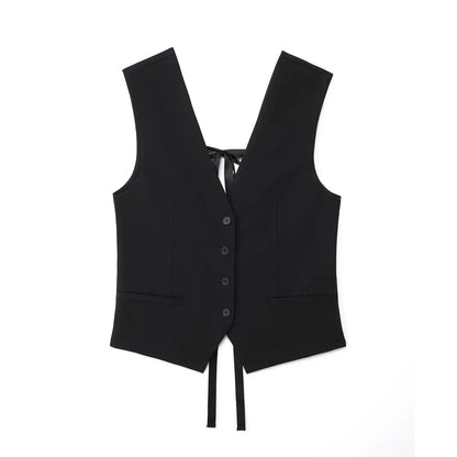 liwuka 2024 Summer New White Vest Women Chic Casual V-neck Single Breasted Sleeveless Waistcoat Elegant Fashion Office Lady Camis Tops