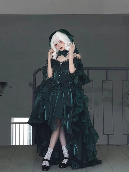 liwuka Pearl Suspender Dress Summer Emerald Mesh Lolita Princess Sexy Beautiful