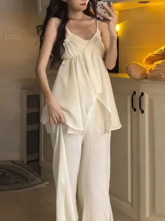 liwuka Summer New Sweet Ladies Elegant Women Matching Set Sexy Solid Color Slim Woman Matching Set Simple Basic Fashion Sleeveless Set