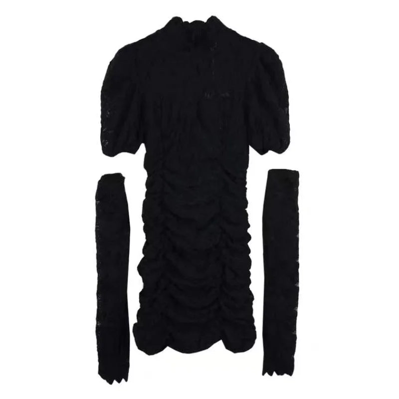 liwuka Autumn Lace Elegant Y2k Mini Dress Women Casual Party Sexy Bodycon Dress Female Puffer Sleeve One Piece Dress Korea Fashion