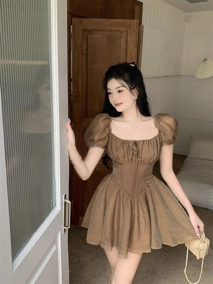 liwuka Fairy Dress Holiday Irregular Long Sleeve Beach dress summer Ruffle sexy Off Shoulder female high waist chic women short dresses  Sundress