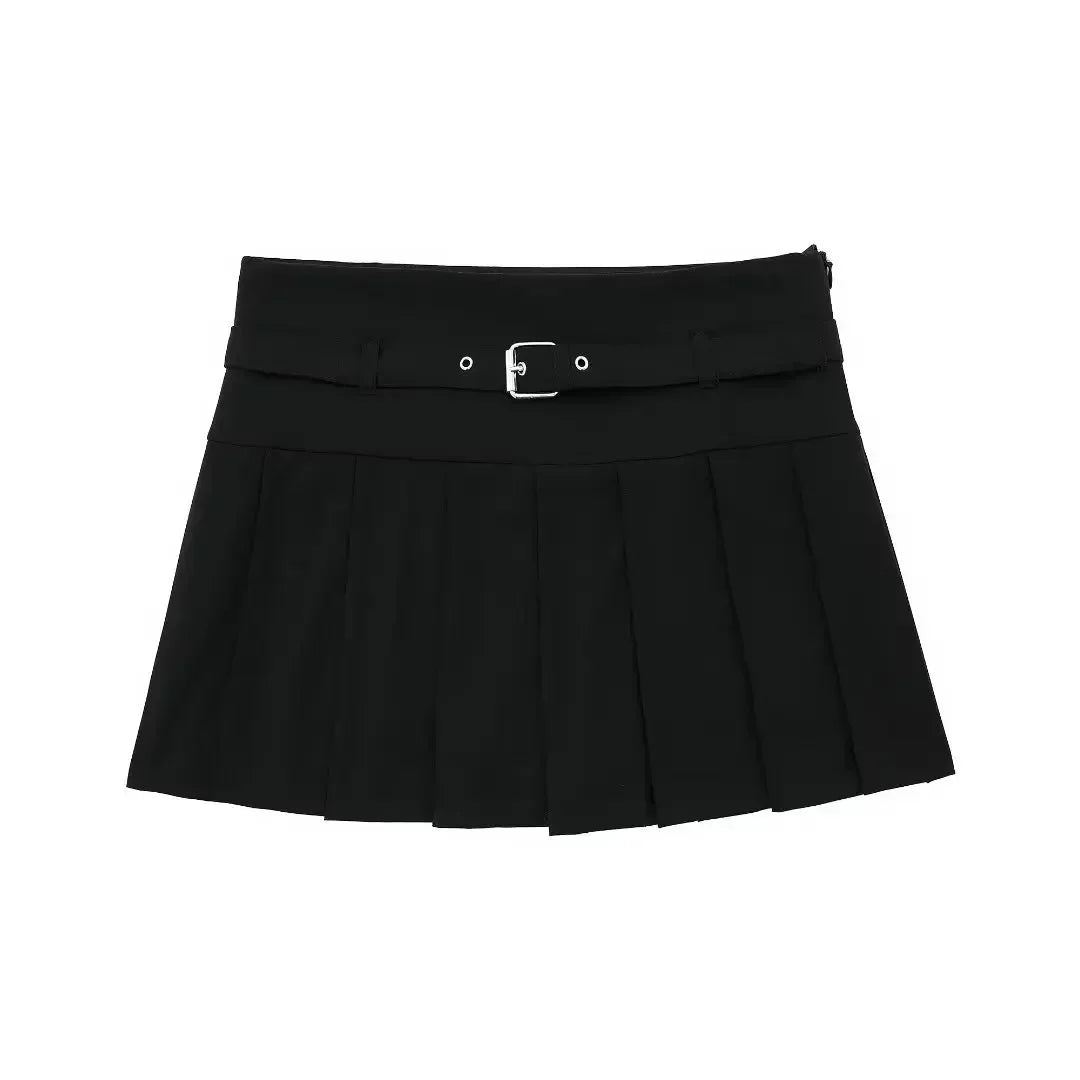 liwuka Vintage Pleated Skirt Women Y2K Streetwear High Waist A-line Slim Preppy Style Mini Skirt Shorts Autumn School Fashion