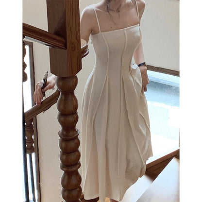 liwuka Spaghetti Strap Elegant Casual Midi Women Summer Dress Sleeveless Vintage A-Line Party Vestidos Femme Fashion Robe Clothes