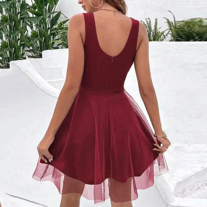 liwuka Elegant Chiffon Dress Women's Sleeveless Suspender Skirt Sexy Skirt A-line Dress Summer 2024 Women Robe