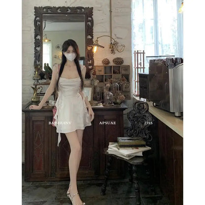 liwuka Korean Fashion Backless Suspender Dress for Women's Summer New Pure Desire Style Design Temperament Short Dresses Female Clothes