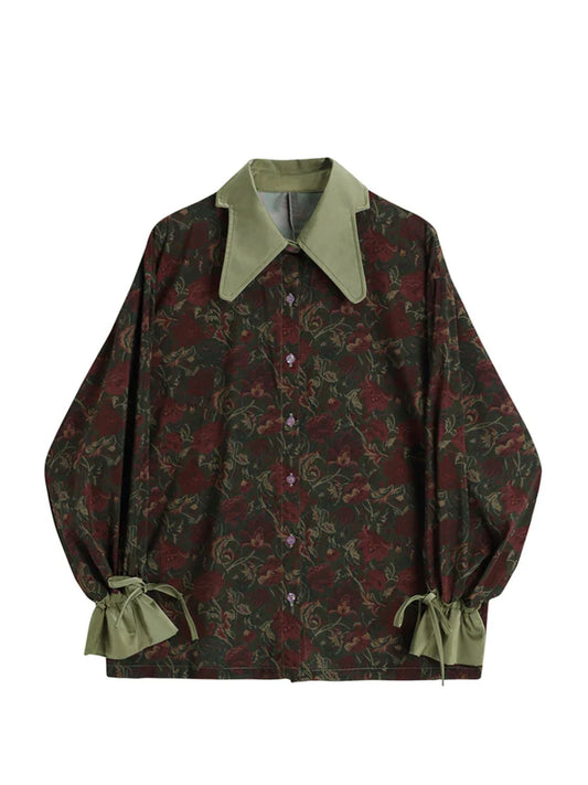 liwuka Autumn Vintage Style Floral Printing Loose Women's Blouse Shirt Korean Casual Long Sleeve Ladies Button Blouses Female Tops