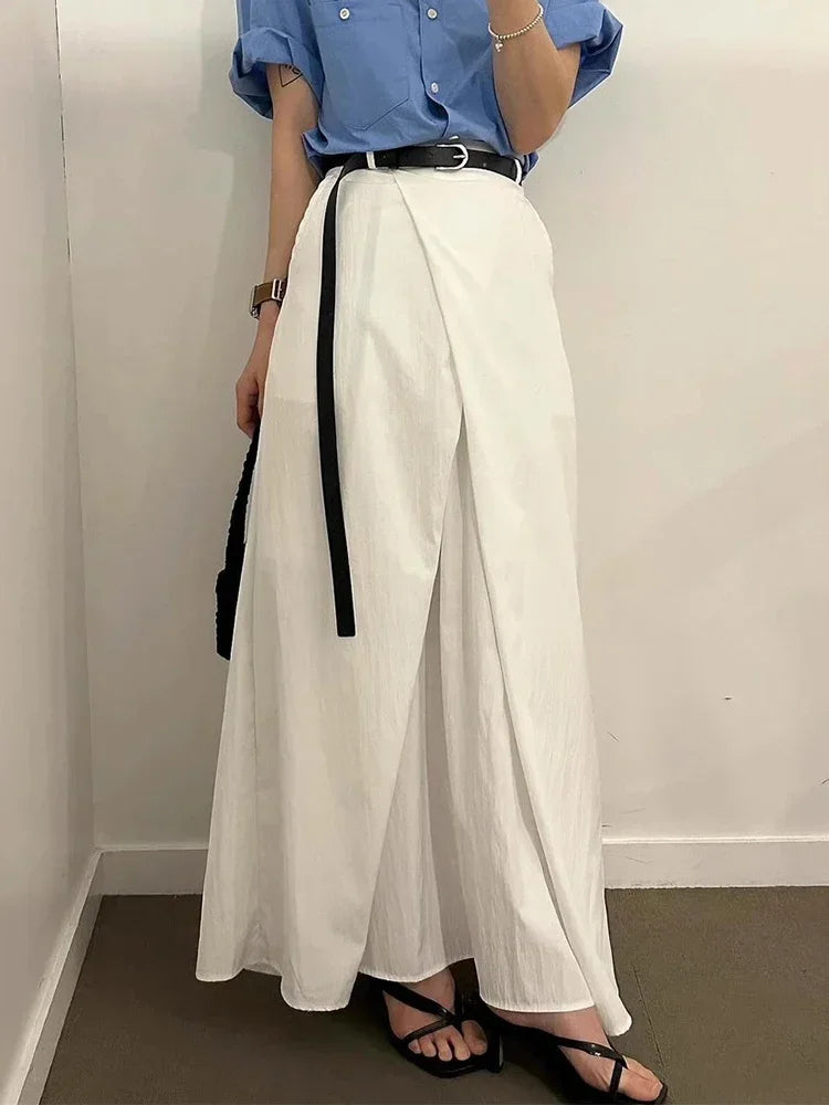 liwuka Summer New Chic French Retro Design Split Pocket Women Skirts Fashion Versatile Women's High Waist Slim Fit Pleated A-line Skirt