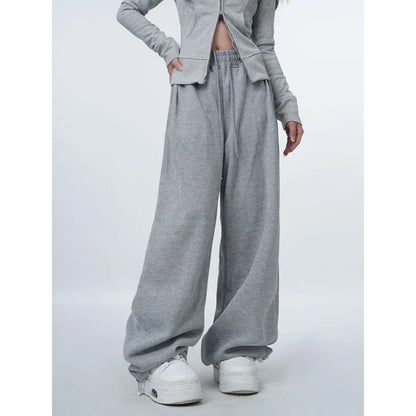 liwuka Oversized Grey Women Sweatpants Korean Fashion Jogging Basic Straight Baggy Sport Pants Casual Trousers Summer Hip Hop