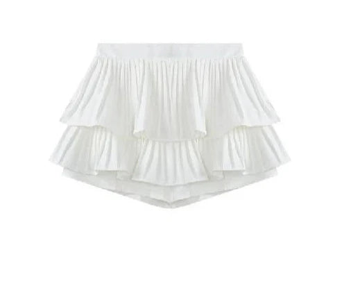 liwuka Woman Solid Y2K Pleated White Skirt 2024 Summer High Waist Layered Ruffles Mini Skirt Preppy Style Fashion Faldas Para Mujeres