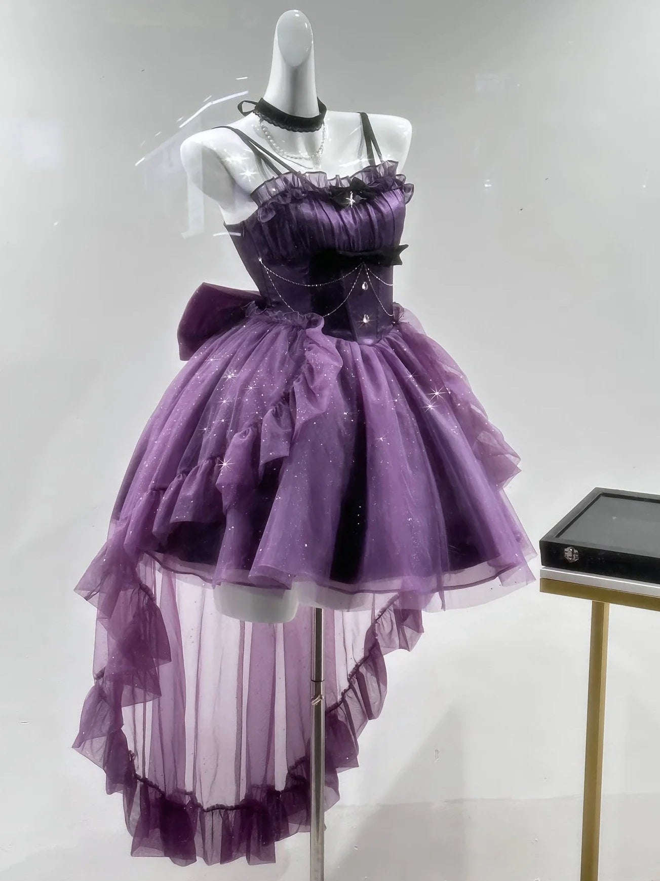 liwuka Daily Sweet Lolita Purple Mini Dress Cute Sexy Strapless Sling Slim Ball Gown Dress for Women Bow Lace Up Kawaii Summer Dress