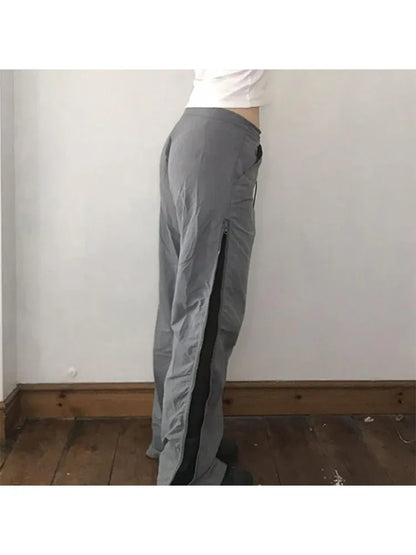 liwuka Woman Cotton Pants Loose Trousers Elastic Waist Sweatpants Straight Leg Cargo Simple Pants Casual Streetwear All-match Ins