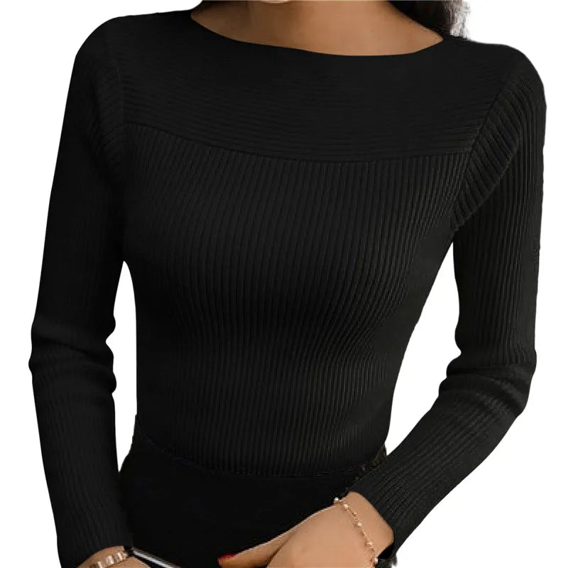 liwuka Korean Fashion Women Round Neck Sweaters Knitted Long Sleeve Pullovers Autumn Winter Bottoming Shirts Soft Inner wear Jumper Top