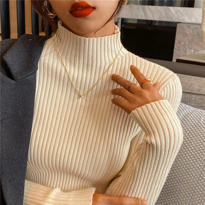 liwuka Women Sweaters Cute Button Up O-Neck Long Sleeve Pullovers Autumn Knitted Bottoming Shirts Korean Single Breasted Undercoat Tops