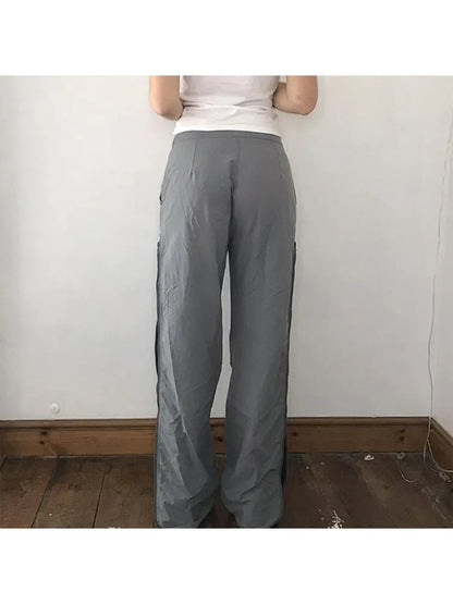 liwuka Woman Cotton Pants Loose Trousers Elastic Waist Sweatpants Straight Leg Cargo Simple Pants Casual Streetwear All-match Ins