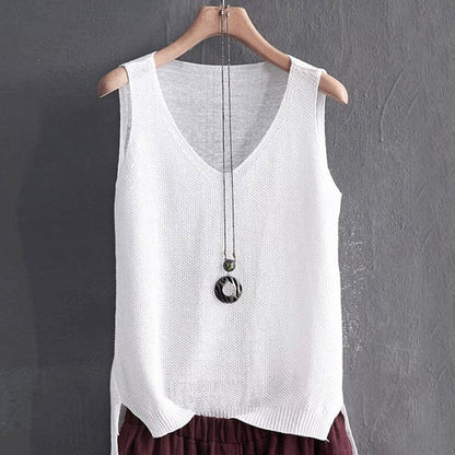 liwuka Blusas Mujer De Moda Blouse Women Summer Sleeveless Knitted Blouse Shirt Women Clothes V-neck Blouse Women Tops Shirts