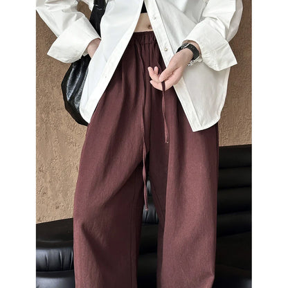 liwuka 2024 Women Autumn Wide Leg Straight Pants Stretch High Waist 48% Cotton Pants Fashion Clothes Black Pants Female Trousers