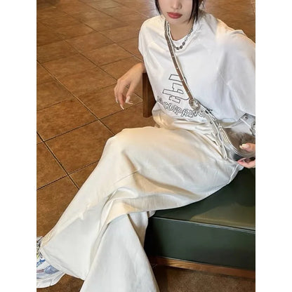 liwuka White Oversized Women's Jeans Baggy Y2k Vintage Baddie Streetwear Denim Pants Boyfriend Autumn 2000s Aesthetic Kpop New