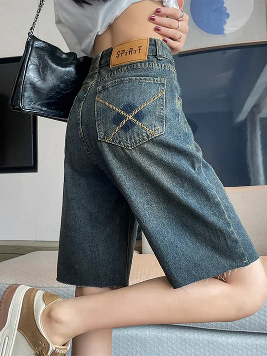 liwuka Chicly Thin Style Basic Washed Simple Loose Street Female Jeans Casual Straight High Waist Fashion Distressed Summer Women Jeans