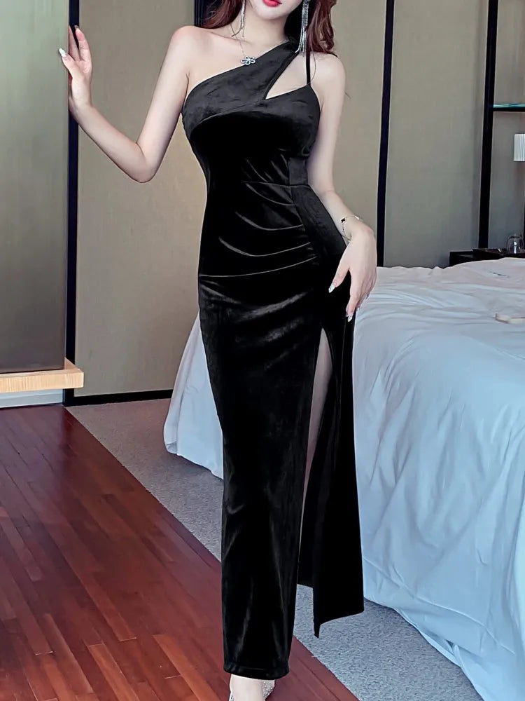 liwuka Women Elegant Bodycon Midi Party Dress Sleeveless Slim Vintage Prom Black Vestidos Female Fashion Sexy Club Robe Clothes