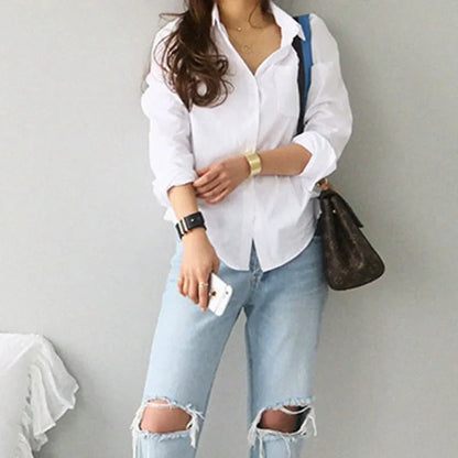 liwuka Cotton Blouse White Shirt Fashion Women Blusas Mujer De Moda OL Style Tops Casual Ladies Long Sleeve Shirts and Blouses