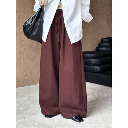 liwuka 2024 Women Autumn Wide Leg Straight Pants Stretch High Waist 48% Cotton Pants Fashion Clothes Black Pants Female Trousers