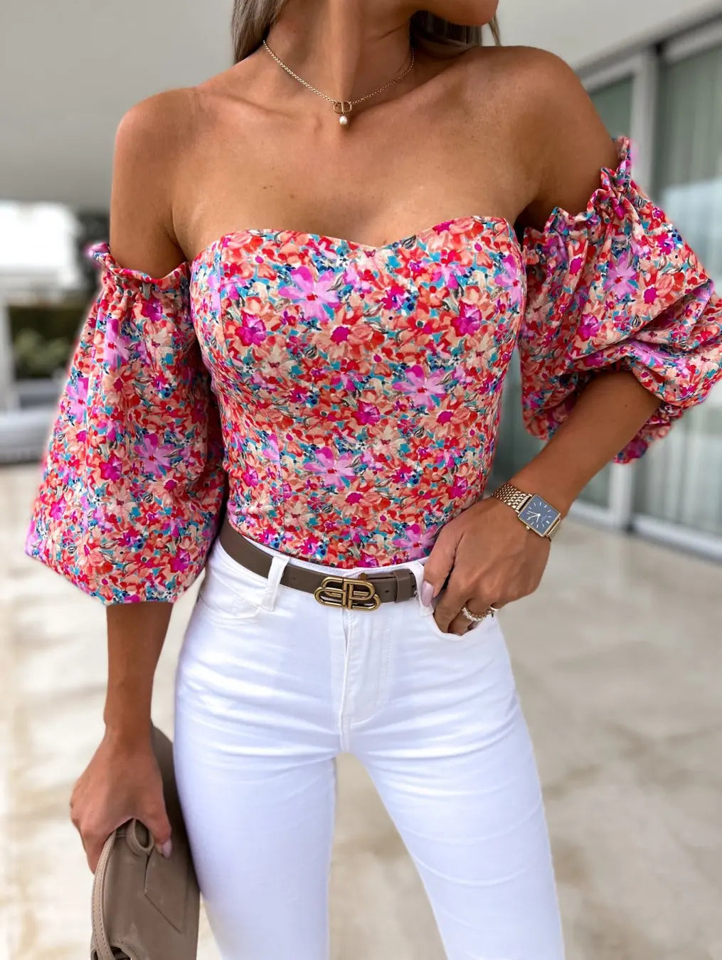 liwuka Women Sexy Top Summer Off Shoulder Floral Blouses Women Boho Casual Backless Blouse Female Holiday Slash Neck Tops Clothing