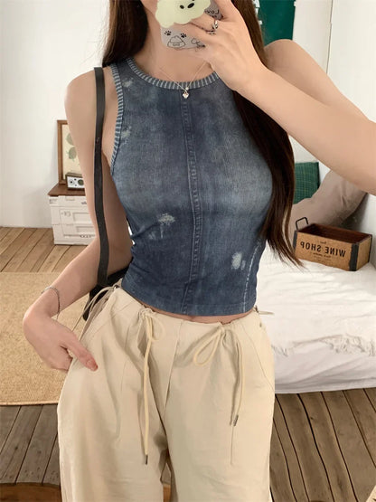 liwuka Hot Girls Summer Hole T-Shirts New Women Slim Sexy Casual 2024 Wide Leg Pants Mopping Office Lady High Street Fashion