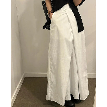 liwuka Summer New Chic French Retro Design Split Pocket Women Skirts Fashion Versatile Women's High Waist Slim Fit Pleated A-line Skirt