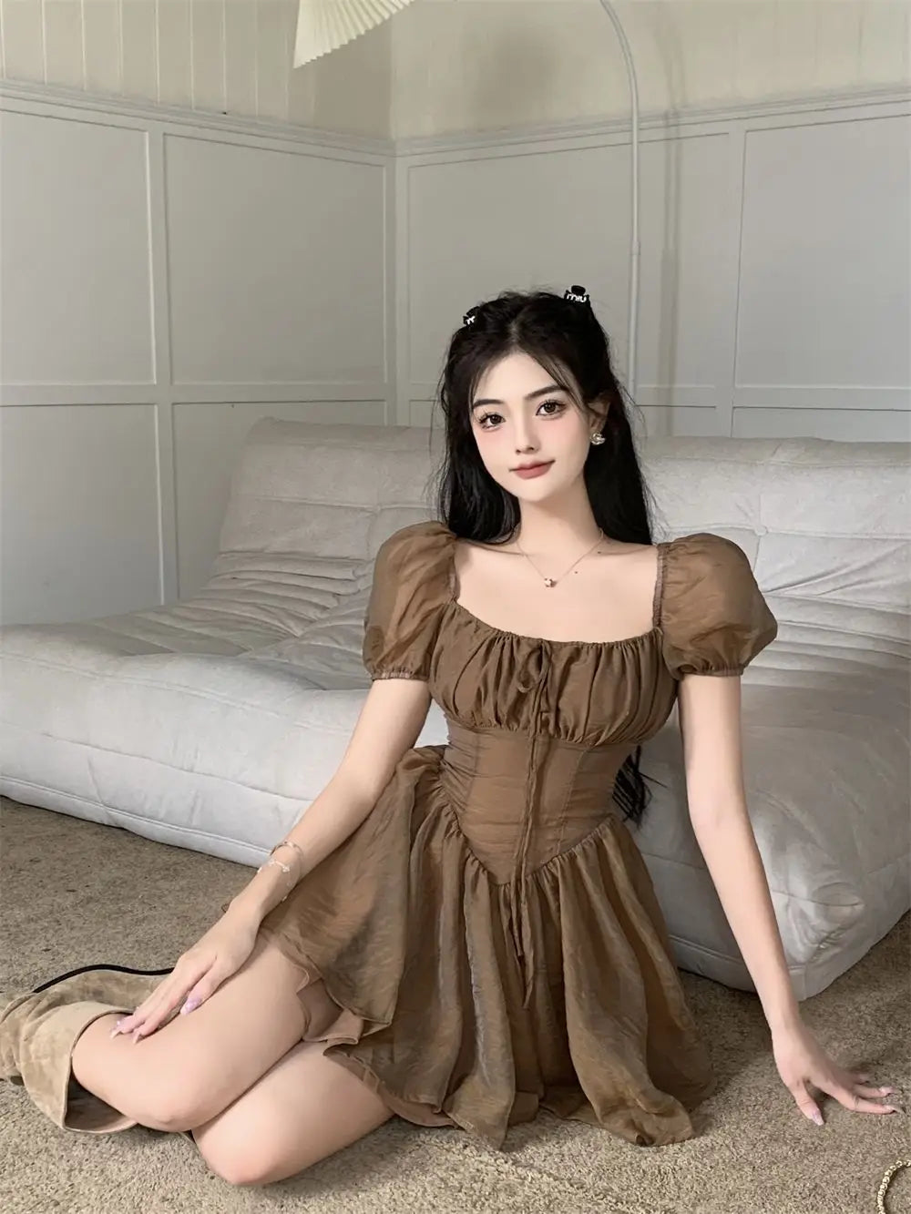 liwuka Fairy Dress Holiday Irregular Long Sleeve Beach dress summer Ruffle sexy Off Shoulder female high waist chic women short dresses  Sundress