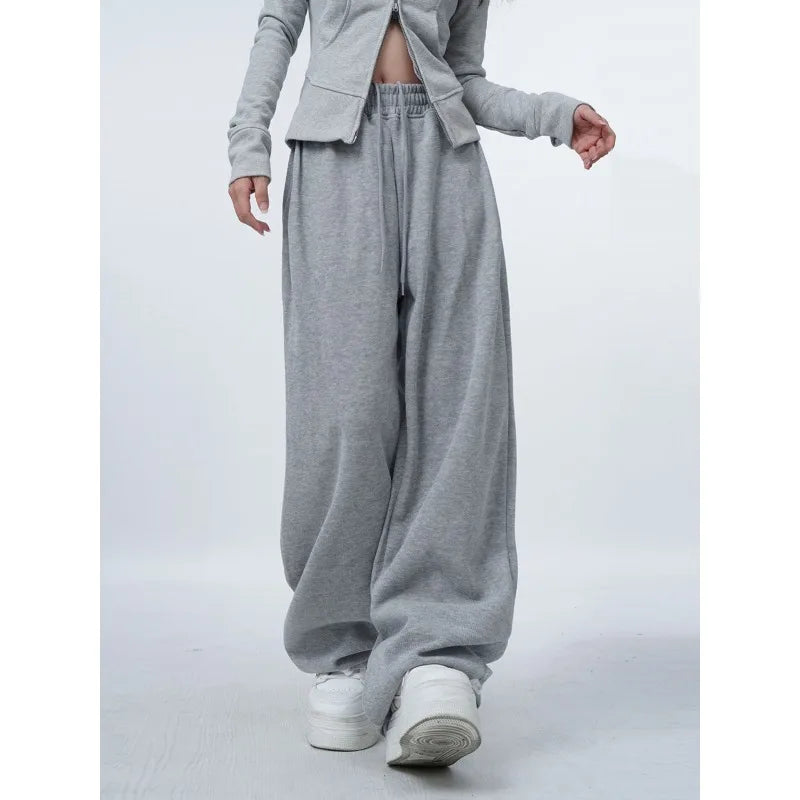 liwuka Oversized Grey Women Sweatpants Korean Fashion Jogging Basic Straight Baggy Sport Pants Casual Trousers Summer Hip Hop