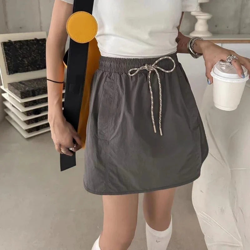 liwuka Vintage Cargo Skirt Women Streetwear Y2k Sports Fashion Sexy Casual Mini Skirts Safari Style A-line Summer Short Skirt