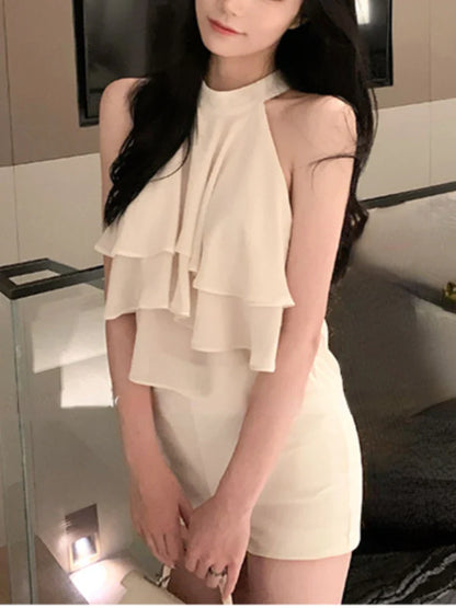 liwuka Summer Pure Color Korean Style Fashion Blouse Office Lady New Basic Sexy Sleeveless Tops Woman Beach Casual Slim Clothing