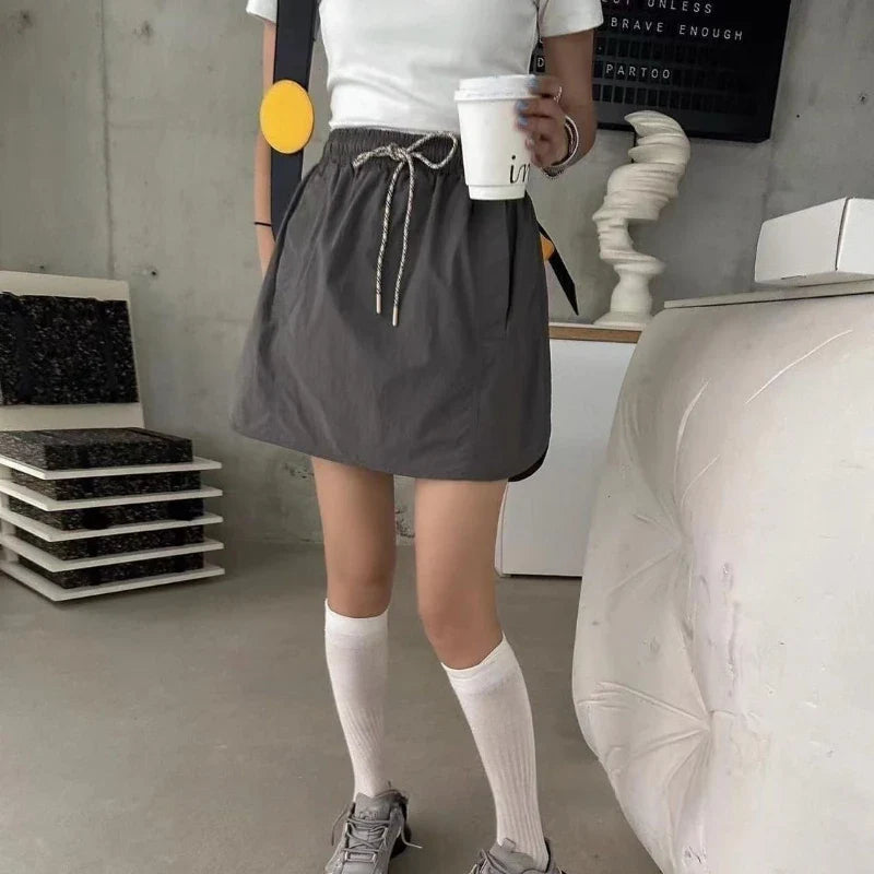 liwuka Vintage Cargo Skirt Women Streetwear Y2k Sports Fashion Sexy Casual Mini Skirts Safari Style A-line Summer Short Skirt