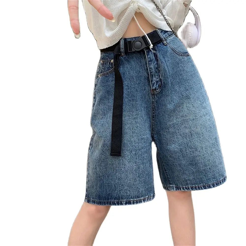 liwuka Retro Half Pants Women Wide Leg Summer 2023 New Slim-Fit Casual All Match Office Lady Denim Loose Jeanswear Shorts