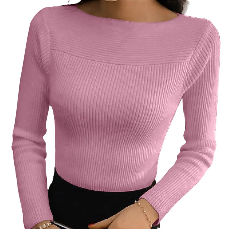 liwuka Korean Fashion Women Round Neck Sweaters Knitted Long Sleeve Pullovers Autumn Winter Bottoming Shirts Soft Inner wear Jumper Top