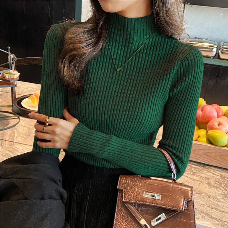 liwuka Women Sweaters Cute Button Up O-Neck Long Sleeve Pullovers Autumn Knitted Bottoming Shirts Korean Single Breasted Undercoat Tops